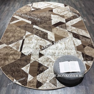 Ковер Лайт Карпет Рисунок 82 Бежево-Коричневый Овал