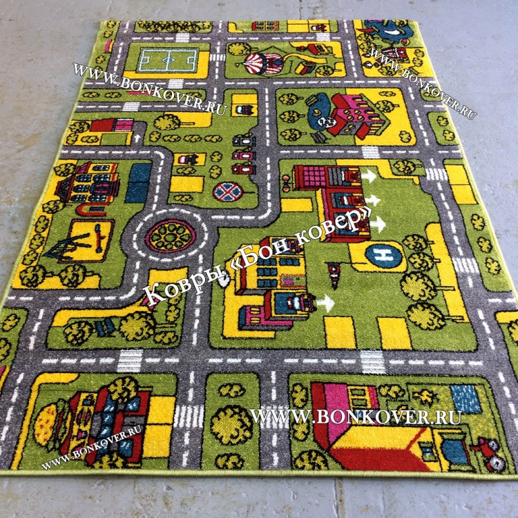 Детский Ковер Город Зеленый Дизайн 30845